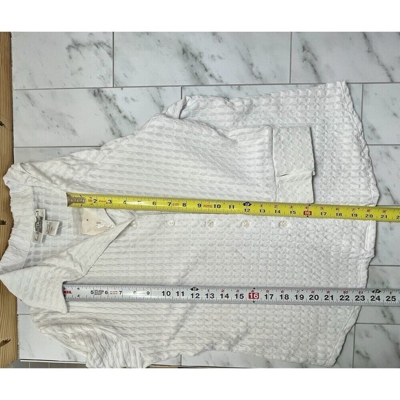 Vintage EK Designs Textured Button Down Top Y2K Boho Minimalist LP White Rave - Picture 8 of 9